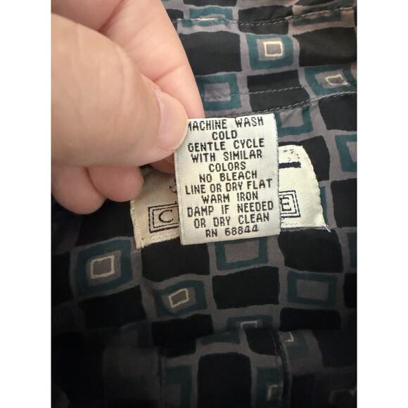 Vtg 90s CHIAMARE 100% Silk Shirt Mens Size Large Geometric Retro Button Up Shirt - Picture 5 of 8